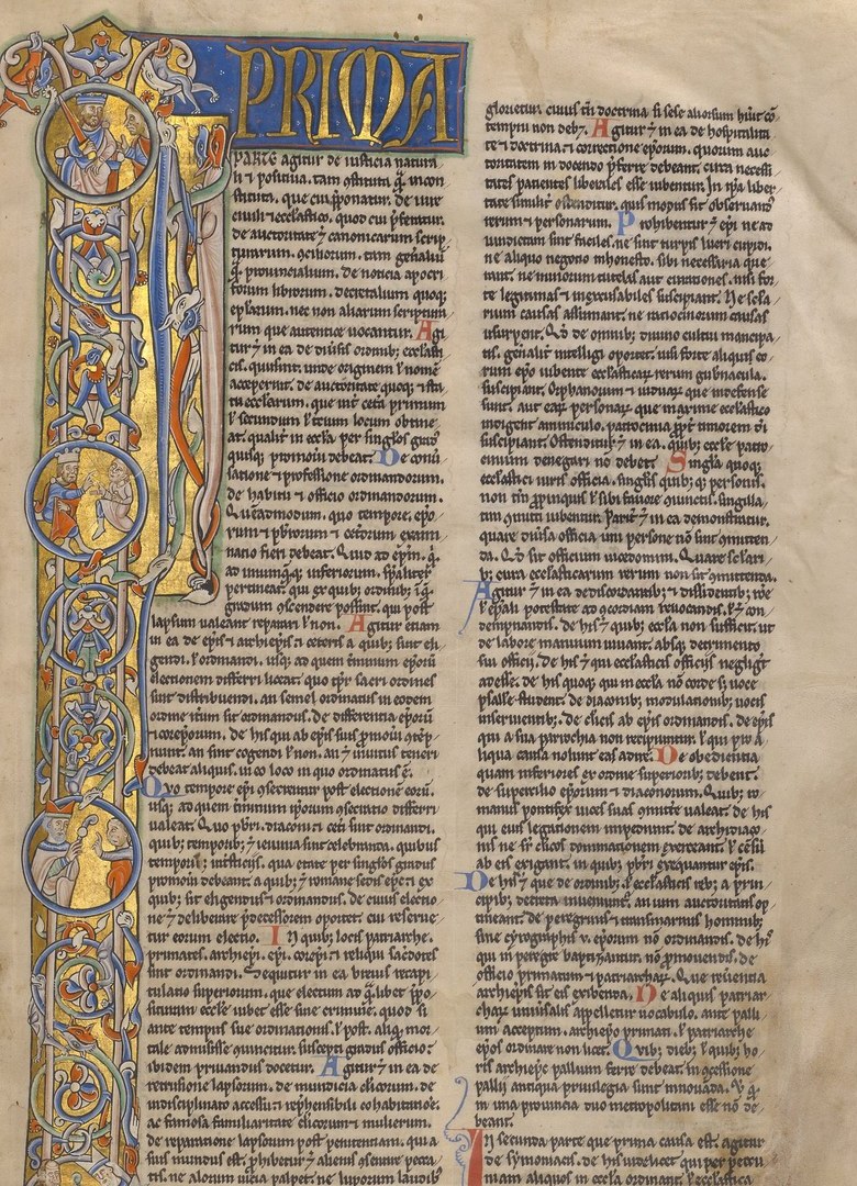 Illuminated opening page of Gratian's Decretum, the great medieval textbook of canon law